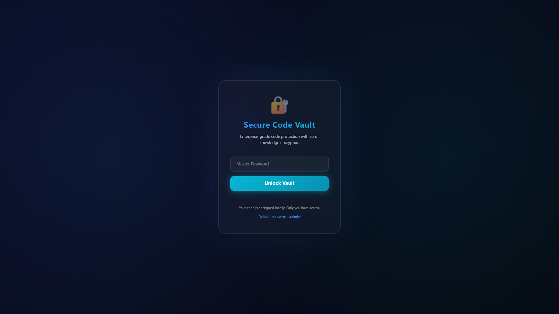 CodeVault Lock Screen — single-task focus